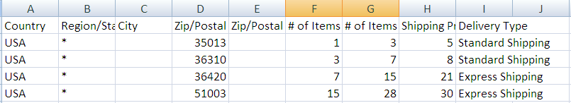 Custom shipping Rate Screen7
