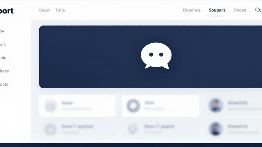 UI mockup of a support dashboard with chat icon, clean and modern