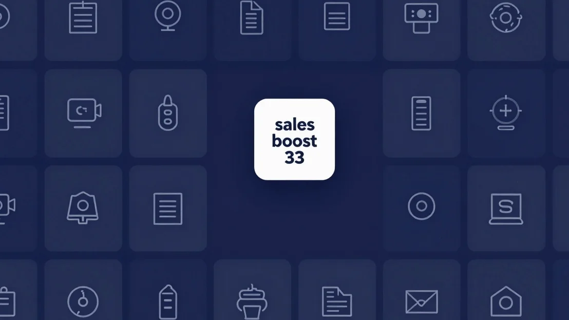 Vector iconography of e-commerce workflow with a 'sales boost' gr